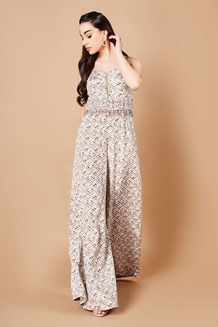 SAMMOHI BY MOKSHA AND HIRAL Juniper Geometric Print Jumpsuit 