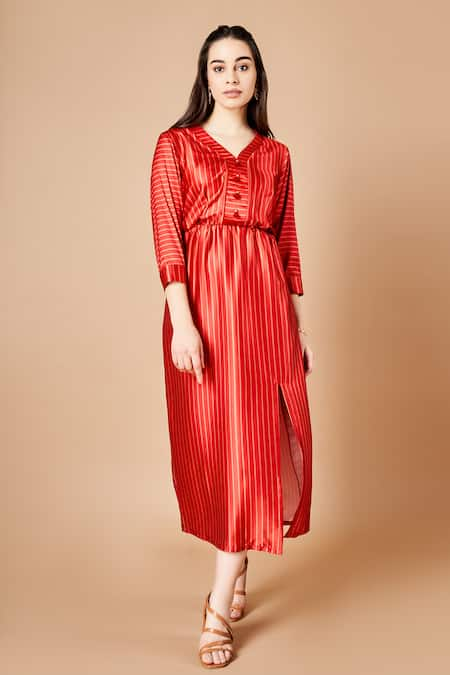 SAMMOHI BY MOKSHA AND HIRAL Sienna Stripe Pattern Dress 