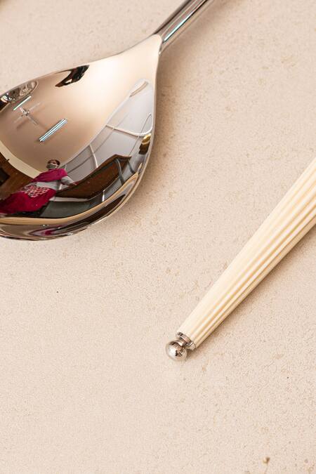 The Decor Remedy_Silver Brass Alloy Serving Spoons Of 6_Online_at_Aza_Fashions