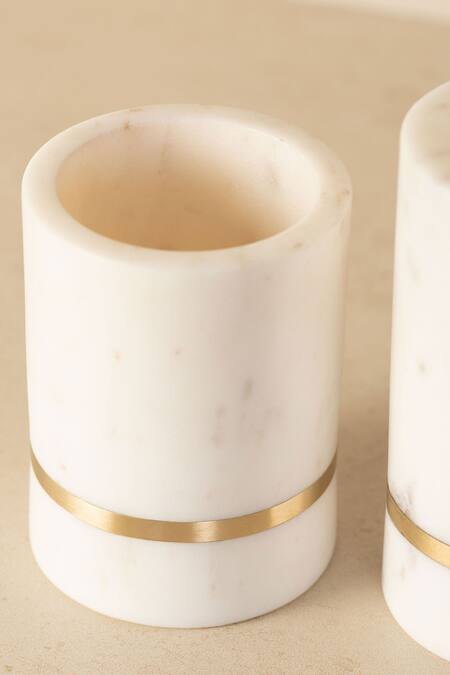 The Decor Remedy_White Brass Alloy Aurelia Marble Bathroom Of 2_Online_at_Aza_Fashions