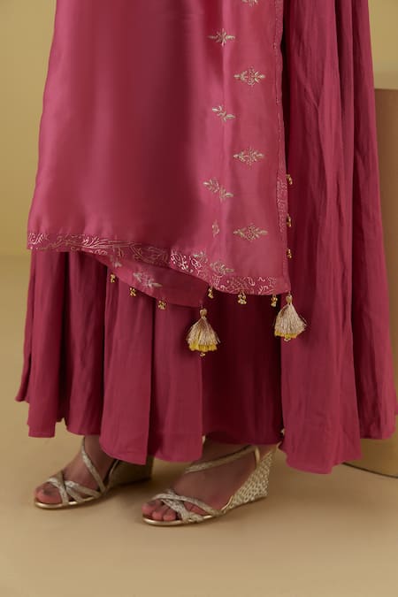 Buy Inej Pink Rayon Tassels Round Placement Floral Embroidered Anarkali With Churidar Online at Aza Fashions Buy_Inej_Pink Rayon Tassels Round Placement Floral Embroidered Anarkali With Churidar _Online_at_Aza_Fashions
