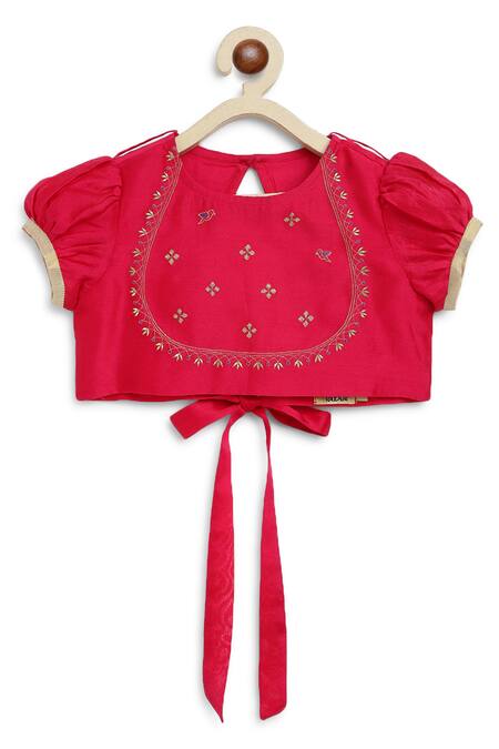 Buy_Tiber Taber_Purple Cotton, Silk Embroidery, Zari Stripe Pattern Lehenga Blouse Set 