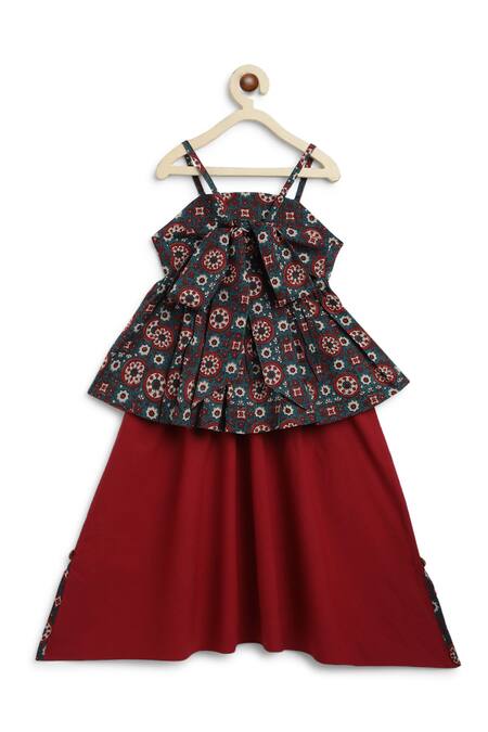 Shop Tiber Taber Green Cotton Floral Motif Print Top With Dhoti Online at Aza Fashions Shop_Tiber Taber_Green Cotton Floral Motif Print Top With Dhoti_Online_at_Aza_Fashions