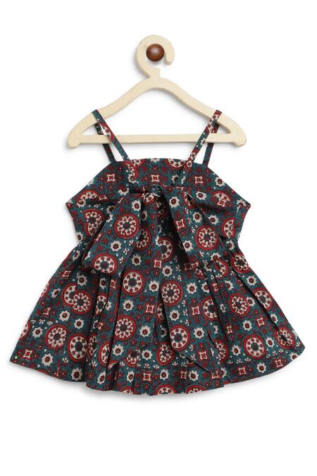 Buy Tiber Taber Green Cotton Floral Motif Print Top With Dhoti Buy_Tiber Taber_Green Cotton Floral Motif Print Top With Dhoti