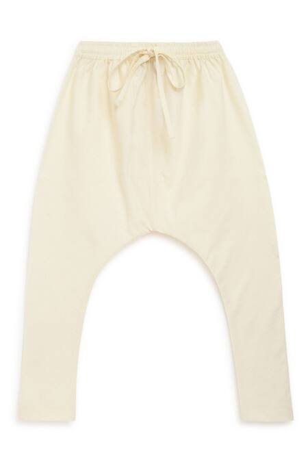 Shop_Tiber Taber_Cream Cotton Embroidery Chequered Kurta Set With Churidar