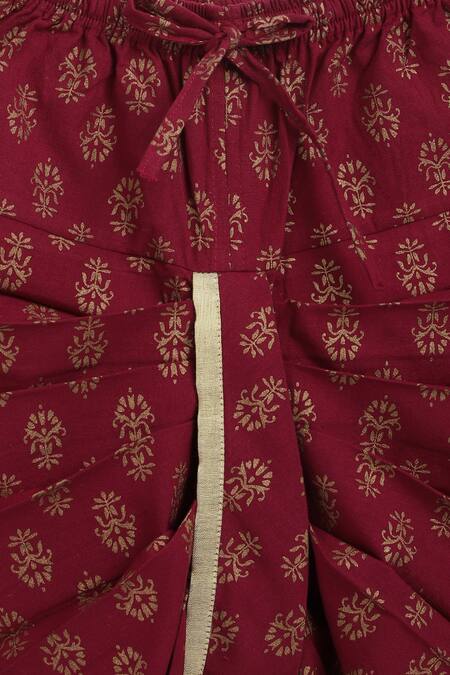 Shop_Tiber Taber_Cream Cotton Embroidery, Zari Bandhgala And Motif Print Dhoti Pant Set _Online_at_Aza_Fashions