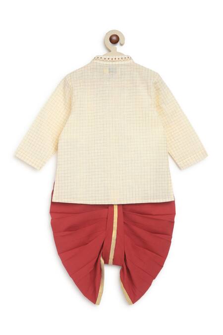 Shop Tiber Taber Cream Cotton Embroidery Chequered Birds Kurta Set Online at Aza Fashions Shop_Tiber Taber_Cream Cotton Embroidery Chequered Birds Kurta Set _Online_at_Aza_Fashions