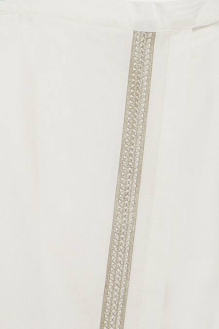 Tiber Taber_Pink Cotton Stripe Pattern Kurta With Mundu_at_Aza_Fashions