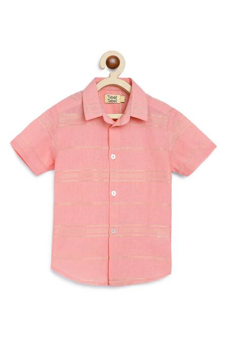 Buy_Tiber Taber_Pink Cotton Stripe Pattern Kurta With Mundu