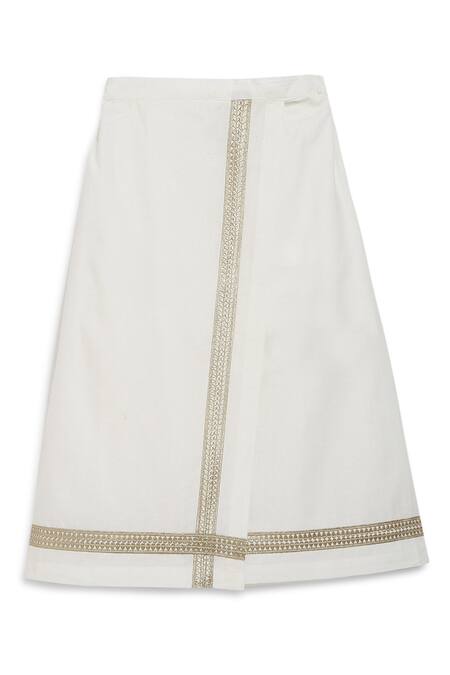 Shop_Tiber Taber_Pink Cotton Stripe Pattern Kurta With Mundu