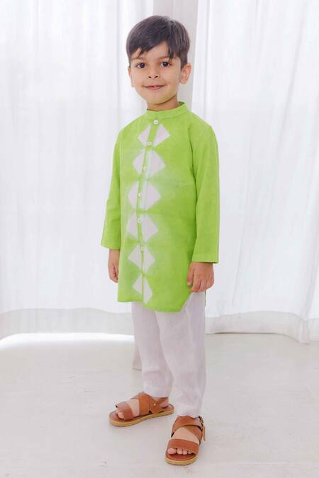 Buy Tiber Taber Green Cotton Embroidery Hand Tie Dye Pattern Kurta With Pant at Aza Fashions Buy_Tiber Taber_Green Cotton Embroidery Hand Tie Dye Pattern Kurta With Pant_at_Aza_Fashions