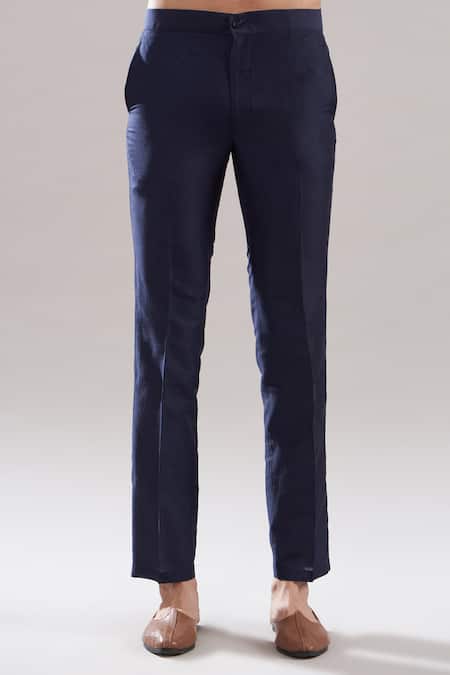 Asuka_Blue Cotton, Silk Embroidery Floral Kurta And Pyjama Set _Online_at_Aza_Fashions