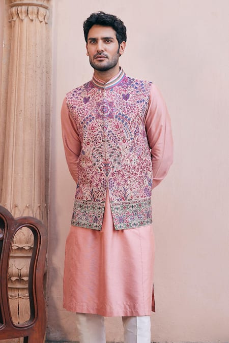 Asuka Purple Cotton, Silk Embroidery Floral Bundi And Kurta Set Online at Aza Fashions Asuka_Purple Cotton, Silk Embroidery Floral Bundi And Kurta Set _Online_at_Aza_Fashions