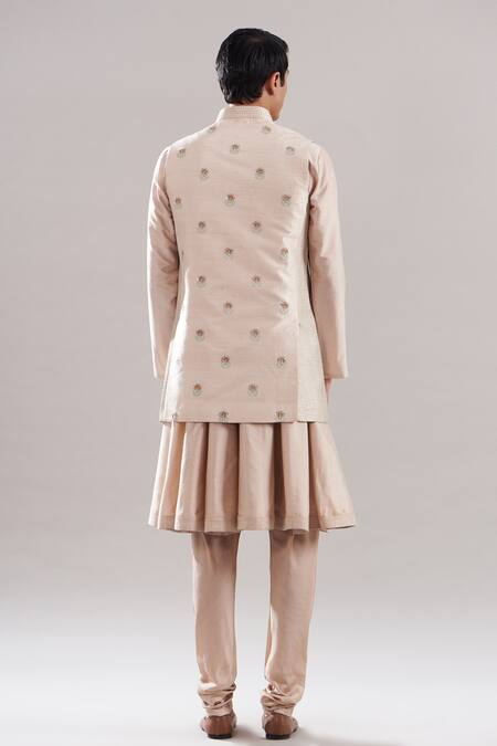 Shop Asuka Pink Silk, Cotton Embroidery Kashmiri Bundi And Kurta Set at Aza Fashions Shop_Asuka_Pink Silk, Cotton Embroidery Kashmiri Bundi And Kurta Set _at_Aza_Fashions