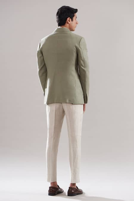 Shop_Asuka_Green Linen Solid Blazer And Trouser Set _at_Aza_Fashions