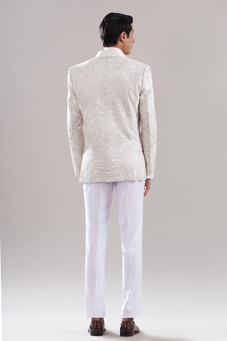 Shop Asuka White Cotton Silk Embroidered Resham Blazer Trouser Set at Aza Fashions Shop_Asuka_White Cotton Silk Embroidered Resham Blazer Trouser Set _at_Aza_Fashions