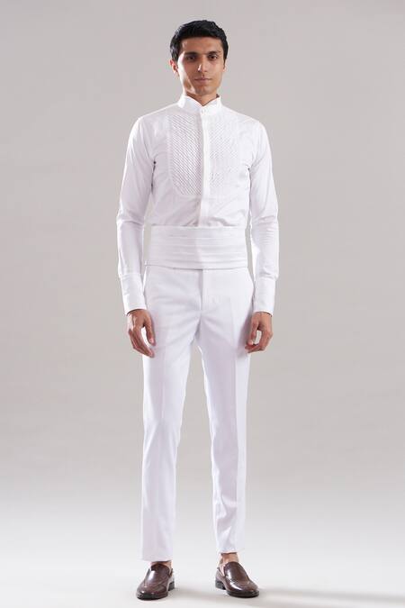 Asuka White Cotton Silk Embroidered Resham Blazer Trouser Set Online at Aza Fashions Asuka_White Cotton Silk Embroidered Resham Blazer Trouser Set _Online_at_Aza_Fashions