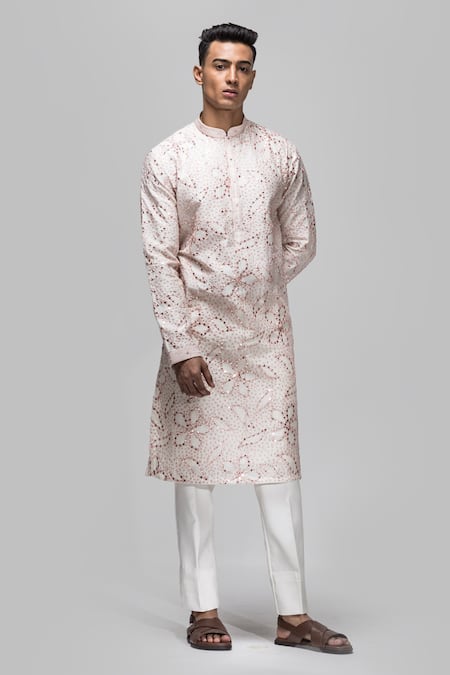 Asuka Pink Chanderi Silk Embroidery Kurta Set 