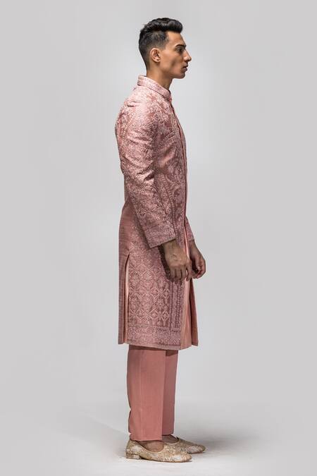 Buy Asuka Pink Raw Silk Embroidered Dori Sherwani Set Online at Aza Fashions Buy_Asuka_Pink Raw Silk Embroidered Dori Sherwani Set _Online_at_Aza_Fashions