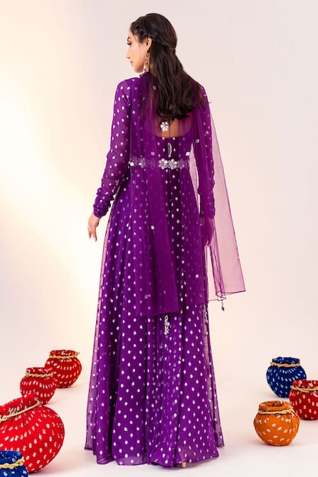 Silky Bindra Geometric Pattern Anarkali With Dupatta 