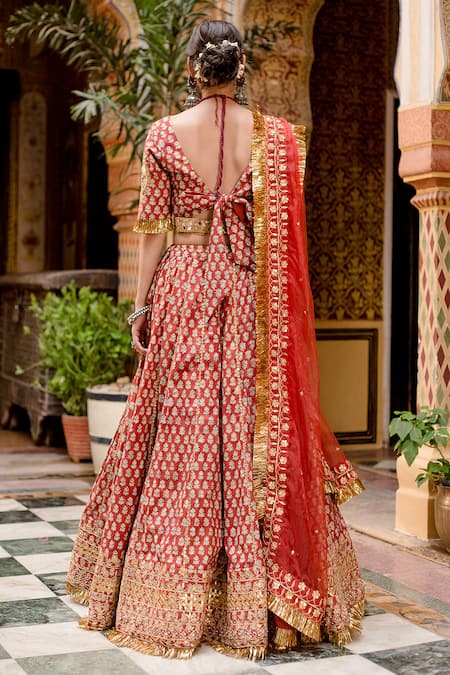 Gulabo Jaipur Shehzadi Floral Block Print Lehenga Set 