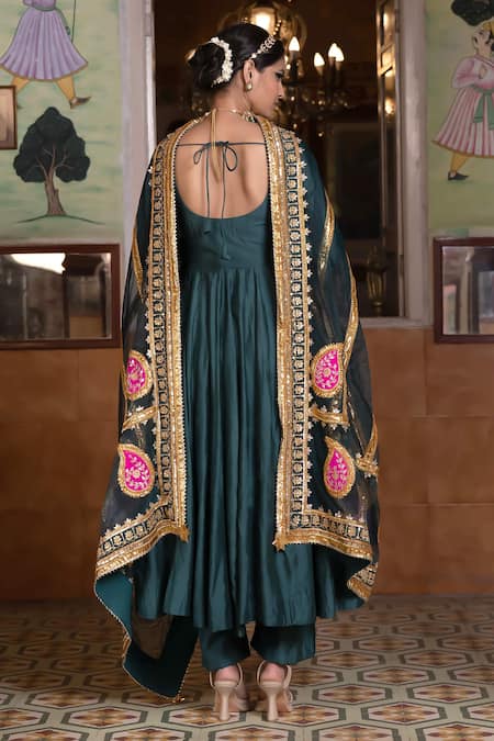 Gulabo Jaipur Shri Chanderi Anarkali Set With Embroidered Dupatta 