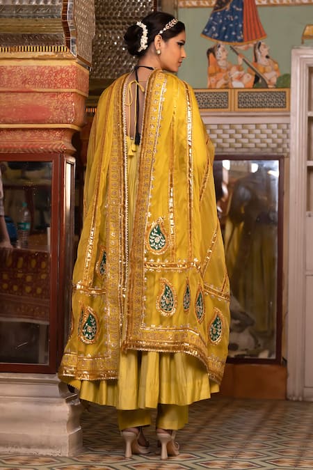 Gulabo Jaipur Shri Flared Anarkali Set With Embroidered Dupatta 