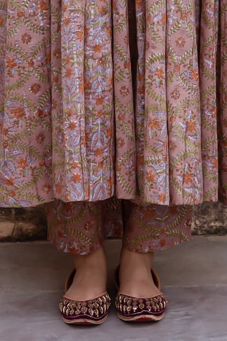 Buy Gulabo Jaipur Pink Lurex Lace, Embroidery Round Neck Noorani Blossom Print Anarkali Set Online at Aza Fashions Buy_Gulabo Jaipur_Pink Lurex Lace, Embroidery Round Neck Noorani Blossom Print Anarkali Set _Online_at_Aza_Fashions