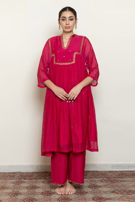 Nirjara Farah Yoke Embroidered Kurta & Pant Set 