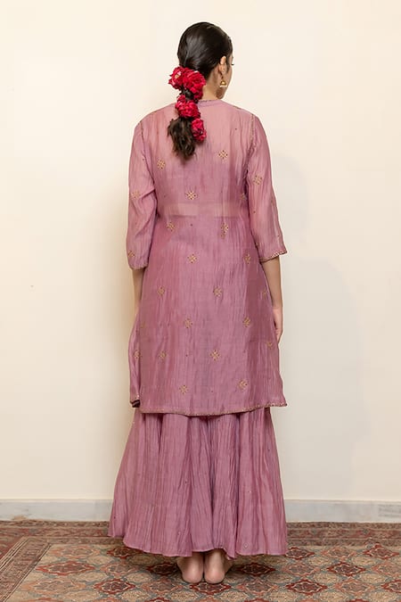 Shop Nirjara Purple , Cotton Embroidery, Beads Ruhma Jacket Sharara Set at Aza Fashions Shop_Nirjara_Purple , Cotton Embroidery, Beads Ruhma Jacket Sharara Set _at_Aza_Fashions