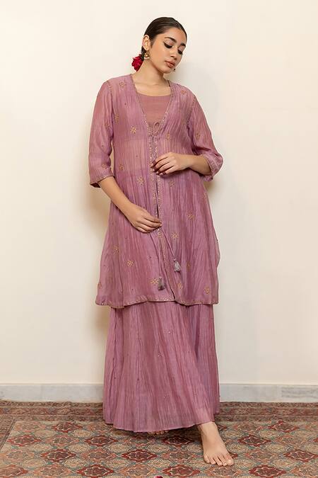 Nirjara Purple , Cotton Embroidery, Beads Ruhma Jacket Sharara Set at Aza Fashions Nirjara_Purple , Cotton Embroidery, Beads Ruhma Jacket Sharara Set _at_Aza_Fashions