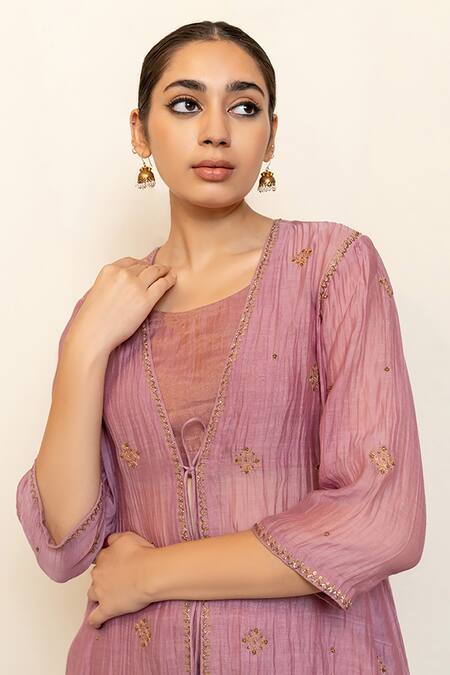 Buy Nirjara Purple , Cotton Embroidery, Beads Ruhma Jacket Sharara Set Buy_Nirjara_Purple , Cotton Embroidery, Beads Ruhma Jacket Sharara Set