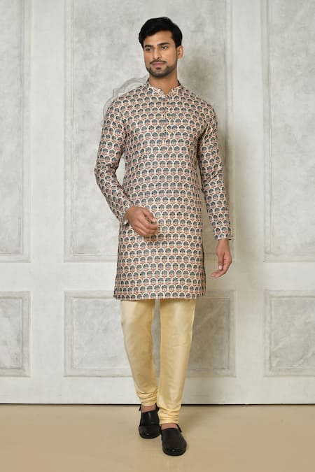 Aryavir Malhotra Botanical Print Kurta Set 