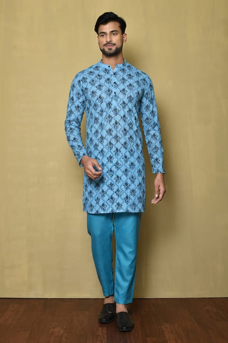 Aryavir Malhotra Geometric & Floral Print Kurta Set 