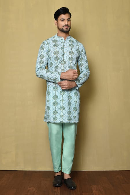 Aryavir Malhotra Tree Print Kurta & Pant Set 