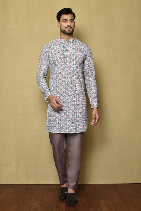 Aryavir Malhotra Flower Print Kurta Set 