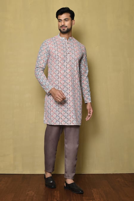 Aryavir Malhotra Checkered Print Kurta Set 