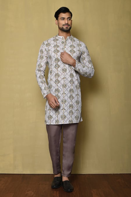 Aryavir Malhotra Chikankari Embroidered Kurta Set 