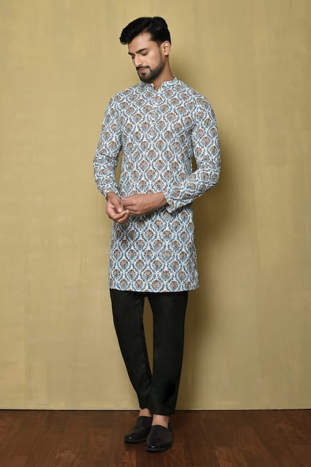 Aryavir Malhotra Floral & Mughal Print Kurta Set 