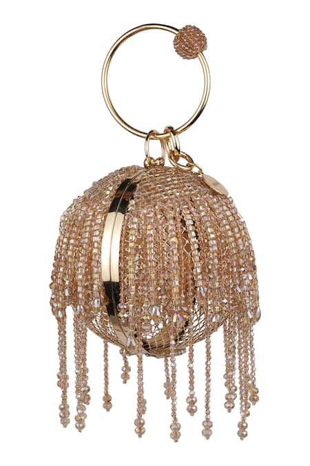 Sparkly Rhinestone Beaded Fringe Round Evening Clutch Bag - Red – Luxedress