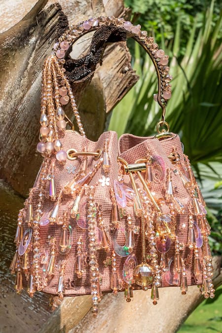 BAG HEAD Pink Crystal Embellished Potli 