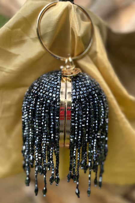 Bag Head_Blue Crystals Embellished Sphere Bag _Online_at_Aza_Fashions