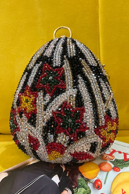 Bag Head Floral Crystal Embellished Bag 