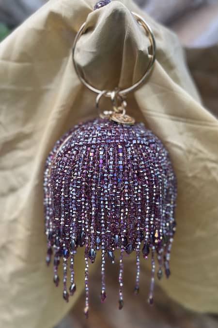 Bag Head_Purple Crystals Embellished Bag _Online_at_Aza_Fashions