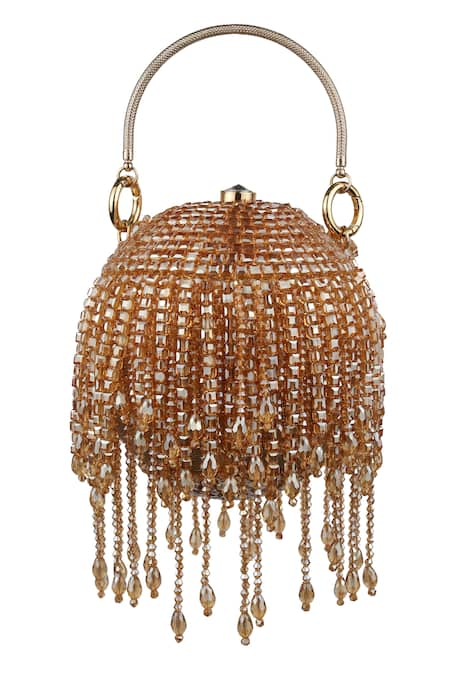 BAG HEAD Gold Crystals Sphere Shaped Embellished Bag 