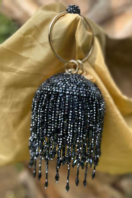 Bag Head Sphere Shaped Crystal Cluster Embellished Bag 