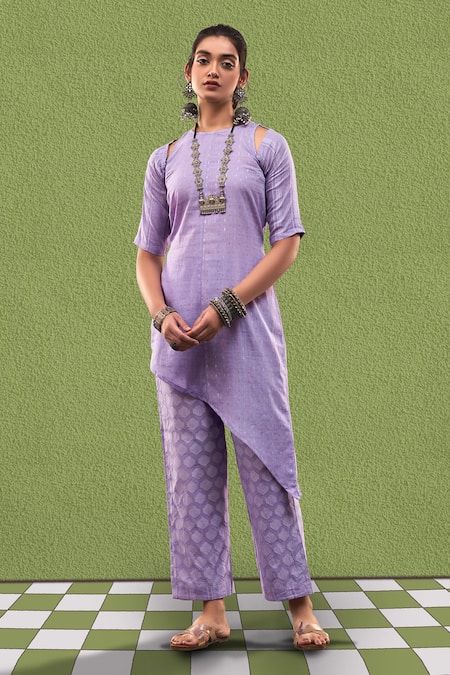 Buy Blue Cotton Silk Hand Embroidery Pittan V Ziba Kurta Trouser Set For  Women by Label Mansi Nagdev Online at Aza Fashions.