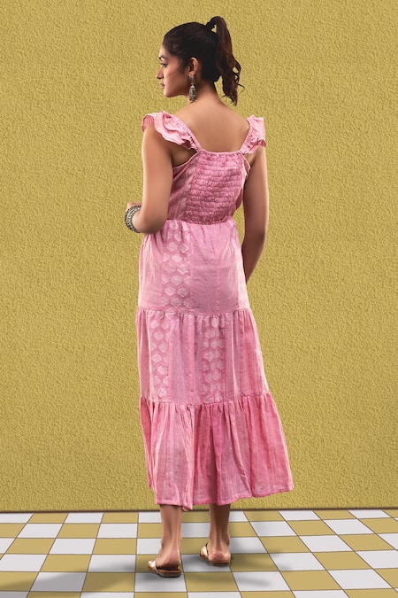 Affroz Ruffle Sleeve Midi Dress 