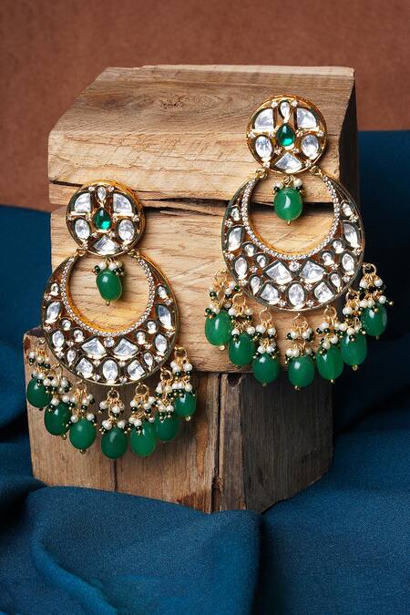 Chandbali Red and Green Pearl Earrings – Zivar Creations