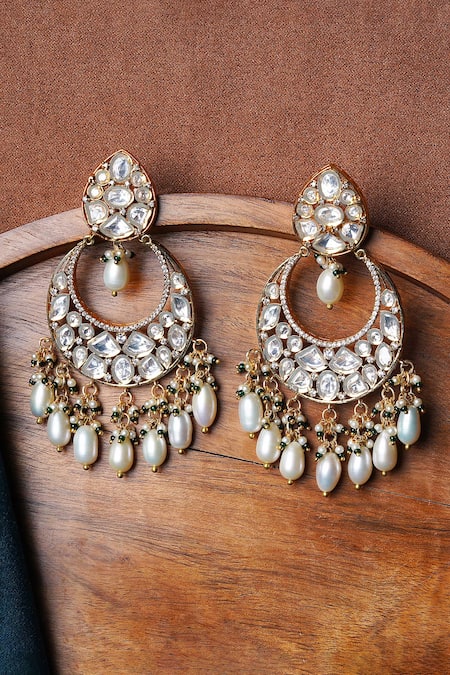 Party wear designer golden oxidised brown jhumka earrings for women